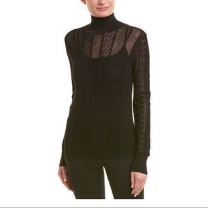 Reiss Black Sheer Knit Top